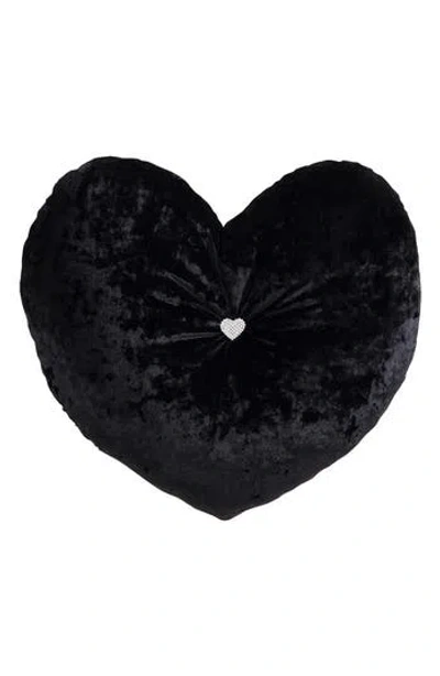 Betsey Johnson Velvet Heart Plush Throw Pillow In Black