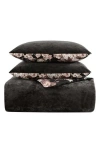 Betsey Johnson Velvet Solid Comforter & Sham Set In Black