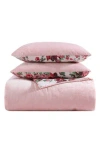 Betsey Johnson Velvet Solid Comforter & Sham Set In Pink