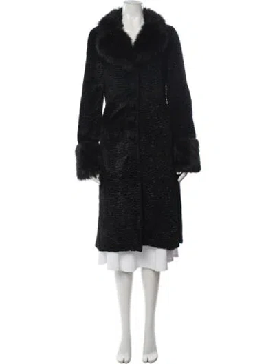 Pre-owned Betsey Johnson Vintage 1990's Faux Fur Coat In Black