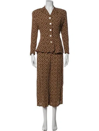 Pre-owned Betsey Johnson Vintage Polka Dot Print Set In Brown