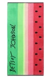 Betsey Johnson Watermelon Stripe Cotton Blend Beach Towel In Multi
