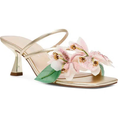 Betsey Johnson Wells Beaded Flower Sandal In Gold