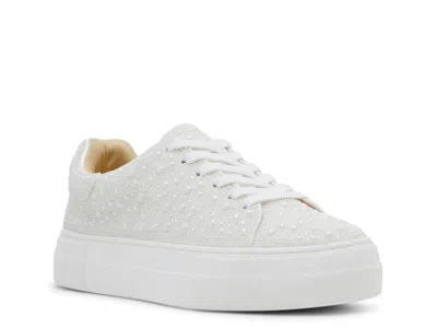 Betsey Johnson Wide Width Sidny Platform Sneaker In White