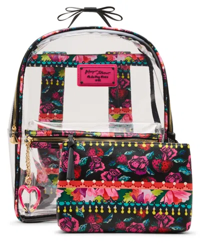 Betsey Johnson Wild Child Clear Large Backpack With Pouch