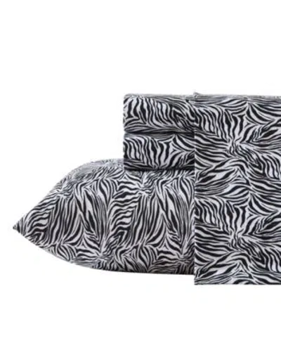 Betsey Johnson Wild Zebra Microfiber Sheet Set In Black