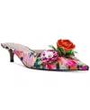 Betsey Johnson Abigayle Kitten Heel Satin Mule In Multi Floral