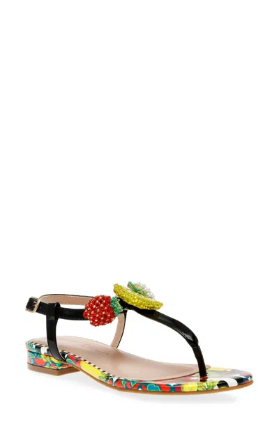Betsey Johnson Women's Aniston Beaded Fruit Themed Sandals In Black Multi