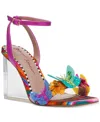 BETSEY JOHNSON WOMEN'S APOLO BUTTERFLY LUCITE WEDGE SANDALS