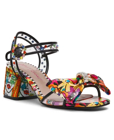 Betsey Johnson Ardell Crystal Embellished Ankle Strap Sandal In Multi