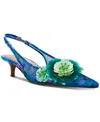 Betsey Johnson Audree Pointed Toe Slingback Pump In Blue Floral