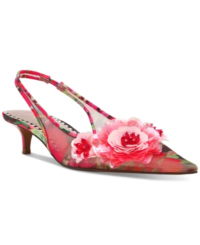 BETSEY JOHNSON WOMEN'S AUDREE FLORAL MESH SLINGBACK PUMPS