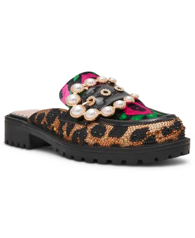 Betsey Johnson Barton Crystal Loafer In Brown