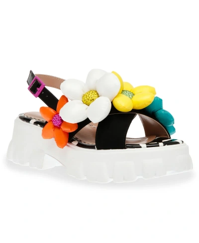 Betsey Johnson Lindyy Fruit Bead Embellished Raffia Slide Sandals