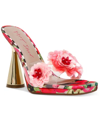 Betsey Johnson Women's Blondee Floral Flare-heel Dress Sandals In Red,green Floral