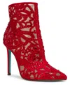 Betsey Johnson Bolt Womens Sheer Pointed Toe Booties In Red