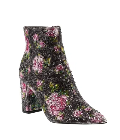Betsey Johnson Women Cady Rhinestone Bootie In Black Floral