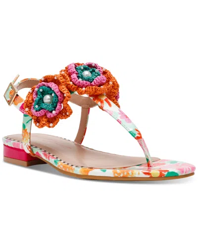 Betsey Johnson Women's Cindii Crochet Thong Slide Sandals In White Multi