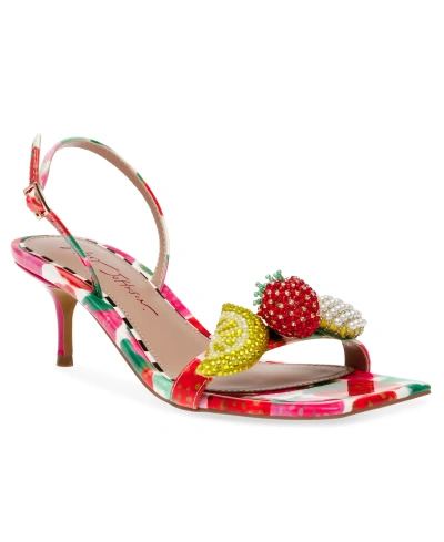 Betsey Johnson Women's Colson Fruit Ornament Kitten Heel Dress Sandals In Berry Multi