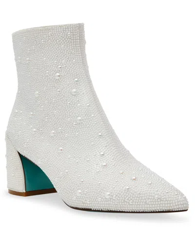 Betsey Johnson Corry Womens Iridescent Pointed Toe Booties In Ivory
