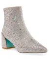 Betsey Johnson Della Womens Rhinestone Pointed Toe Ankle Boots In Rhinestone