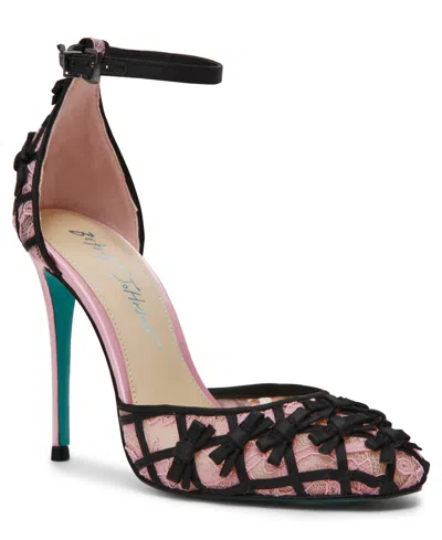 Betsey Johnson Women's Coy Ankle Strap Pumps In Pink,black