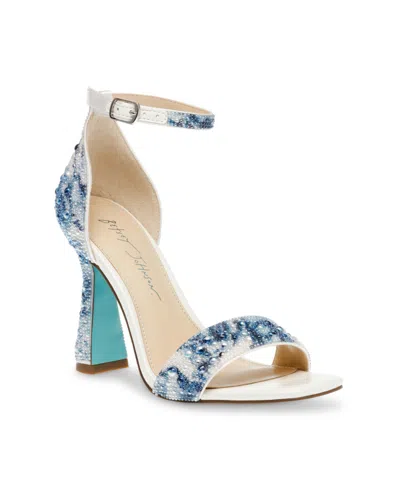 Betsey Johnson Women's Dani Ankle Strap Evening Sandals In Blue Floral