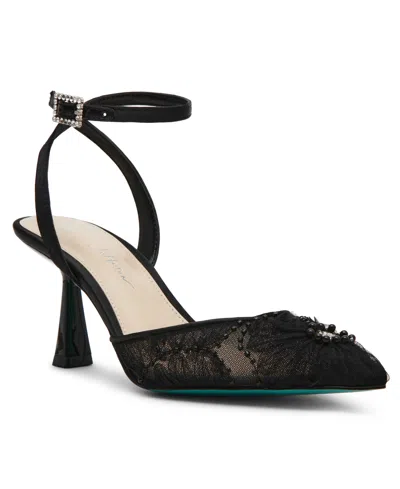 Betsey Johnson Women's Delia Ankle Strap Pumps In Black