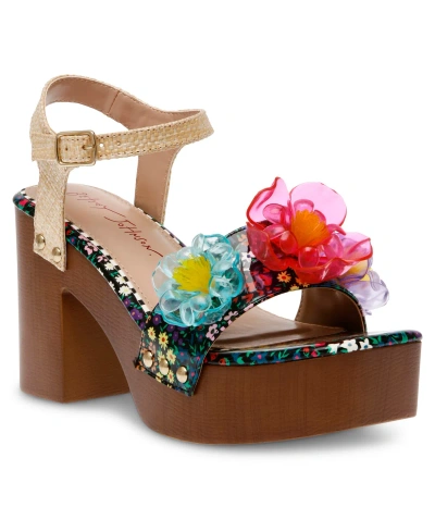 Betsey Johnson Women's Elayne Flower Detail Platform High Heel Dress Sandals In Multi
