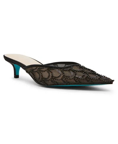 Betsey Johnson Women's Ellis Beaded Scalloped Mule Pumps In Black