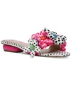 Betsey Johnson Emelia Slide Sandal In White,black Multi