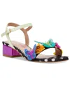 Betsey Johnson Emerry Black Multi 3d Applique Low Heel Sandals In Black Multi