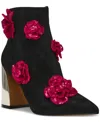 Betsey Johnson Finlee Sequin Flower Pointed Toe Bootie In Black Sequin Multi
