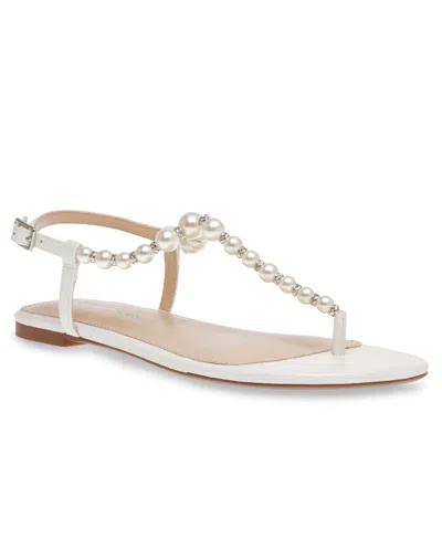 Betsey Johnson Women's Gal Pearl T Strap Sandals In Ivory