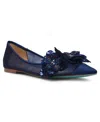 Betsey Johnson Gray Pointed Toe Flat In Navy