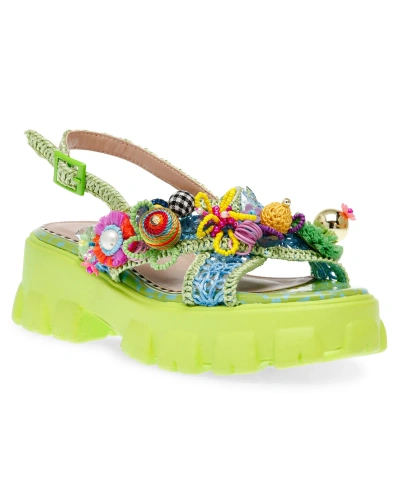 Betsey Johnson Frankee Womens Faux Suede Embellished Platform Sandals In Green