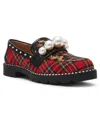 Betsey Johnson Women's Harloe Embellished Low Heel Loafers In Red