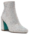 Betsey Johnson Della Womens Rhinestone Pointed Toe Ankle Boots In Rhinestone
