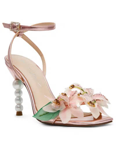 Betsey Johnson Kasie Beade Flower Ankle Strap Sandal In Animal Print