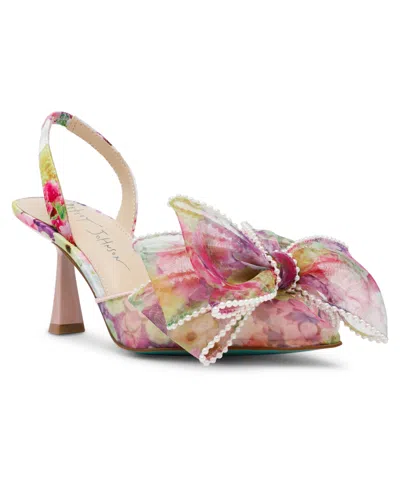 Betsey Johnson Women's Kelli Mesh Bow Slingback Pumps In Bright Floral