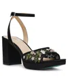 Betsey Johnson Women's Kirra Floral Beaded Platform Dress Sandals In Black