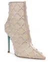 Betsey Johnson Larkk Womens Embellished Mesh Booties In Nude