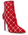 Betsey Johnson Larkk Womens Embellished Mesh Booties In Red