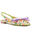 Betsey Johnson Laylah Slingback Flat In Lime Multi
