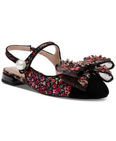 Betsey Johnson Women's Livy Embellished Mary Jane Flats In Black Ditsy Floral