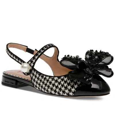 Betsey Johnson Women's Livy Embellished Mary Jane Flats In Houndstooth