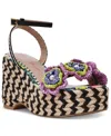 Betsey Johnson Women's Marabela Macrame Platform Wedge Sandals In Bright Multi