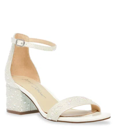 Betsey Johnson Women's Mari Block Heel Evening Sandals In White