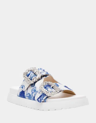 Betsey Johnson Women's Matie Sandal In White/blue Floral In Multi