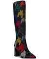 Betsey Johnson Women's Naomy Tall Block-heel Boots In Black Multi